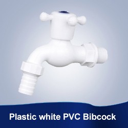 Plastic white PVC Bibcock (Corss Handle)