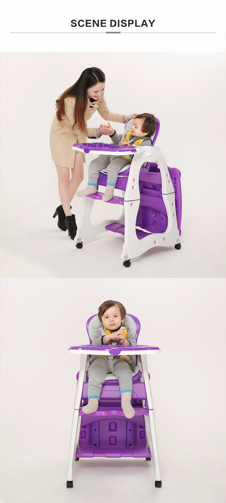 新しいファッションベビーハイチェア幼児ハイチェア送りシート歩いて渡れる赤ちゃんのダイニングテーブルと椅子仕入れ・メーカー・工場
