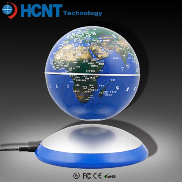 Suspended floating display magnetic levitating rotating globe