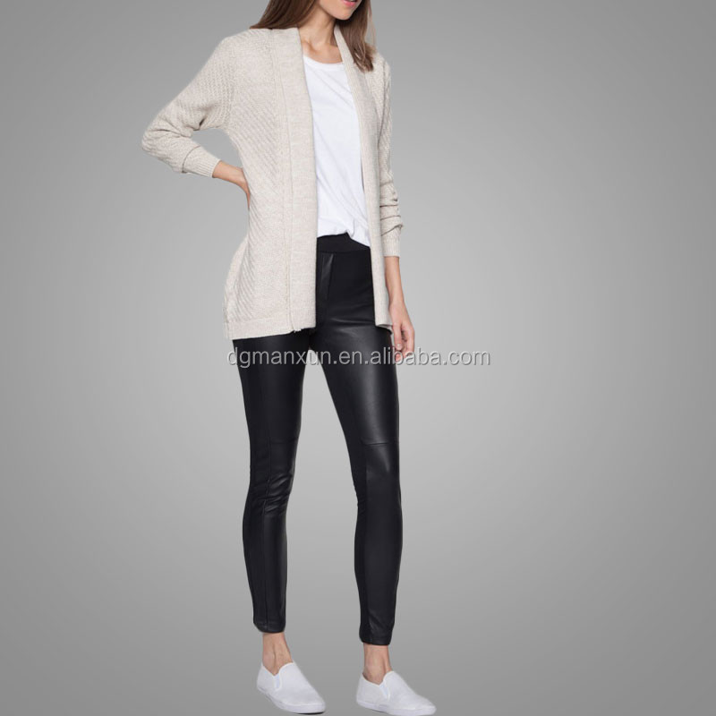 Zip pocket leggings lady fashion sexy women tight pu leather pants