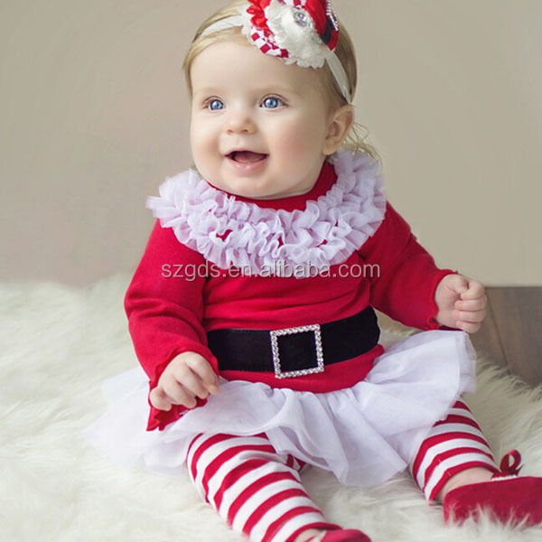 卸売サンタクロース2015縞パンツベビーコスチューム子供クリスマスの幼児の女の子の服のセット仕入れ・メーカー・工場