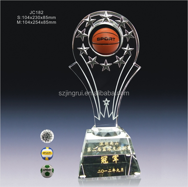 ユニークなデザインk9水晶のバスケットボールトロフィーと賞仕入れ・メーカー・工場