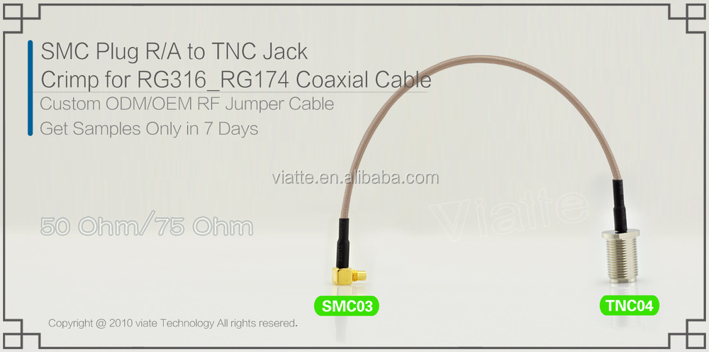 Smcプラグ/maleに対して直角tncジャック/rg316_rg174メスストレート圧着用同軸ケーブルのコネクター仕入れ・メーカー・工場