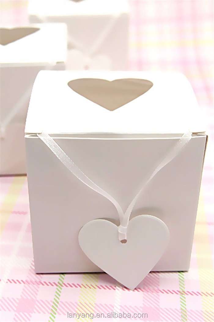 White Single Cupcake Boxes With Heart Window Cubic Wedding