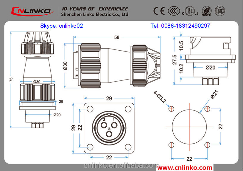 防水cnl<em></em>inkom207ピン円形電源コネクター7m207電源コネクタピン丸型コネクタピンの金属仕入れ・メーカー・工場