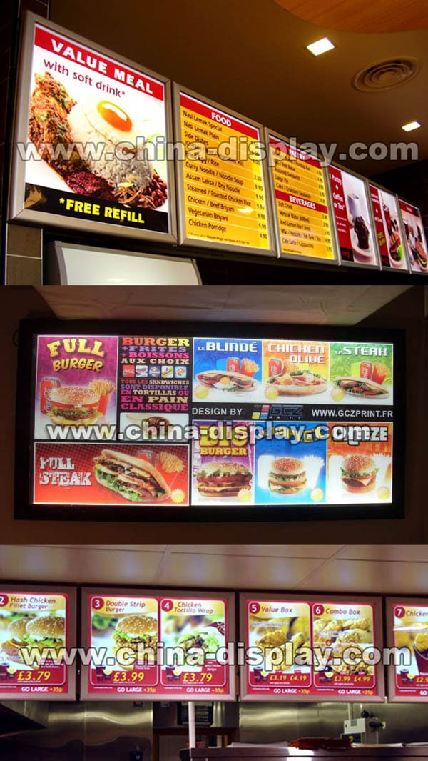Led Aluminum Snap Frame Fast Food Menu Display Board Buy Fast Food