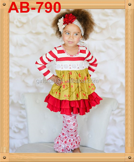マスタードの美しい女の赤ちゃん2015パイ衣装秋新生児の衣類のセット子供服有機ストライプ綿の幼児の衣装仕入れ・メーカー・工場
