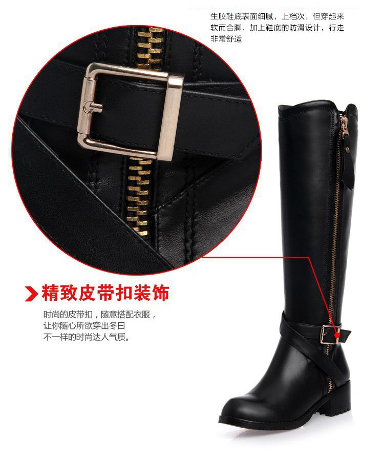 Free Shipping Sexy Women Flats Genuine Leather Knee-length Boots