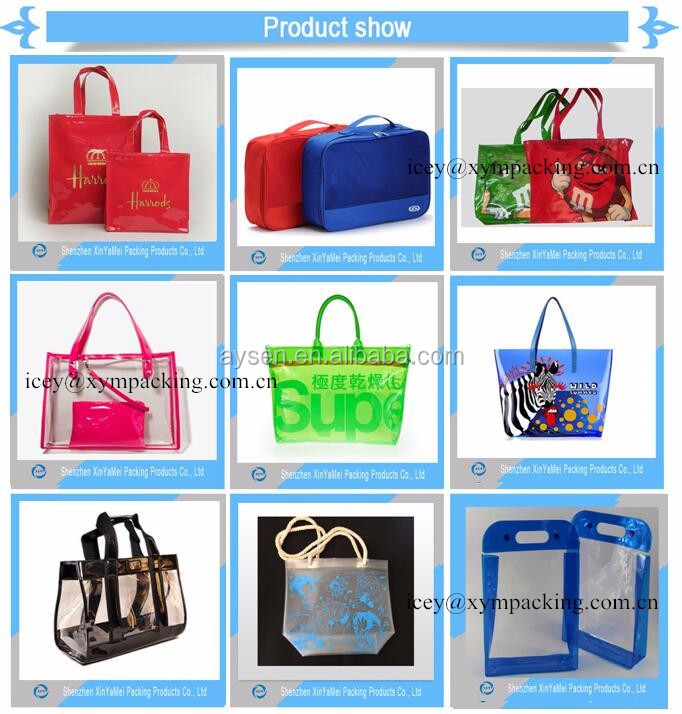 Custom printed shopping bag clear pvc bags large pvc tote bags