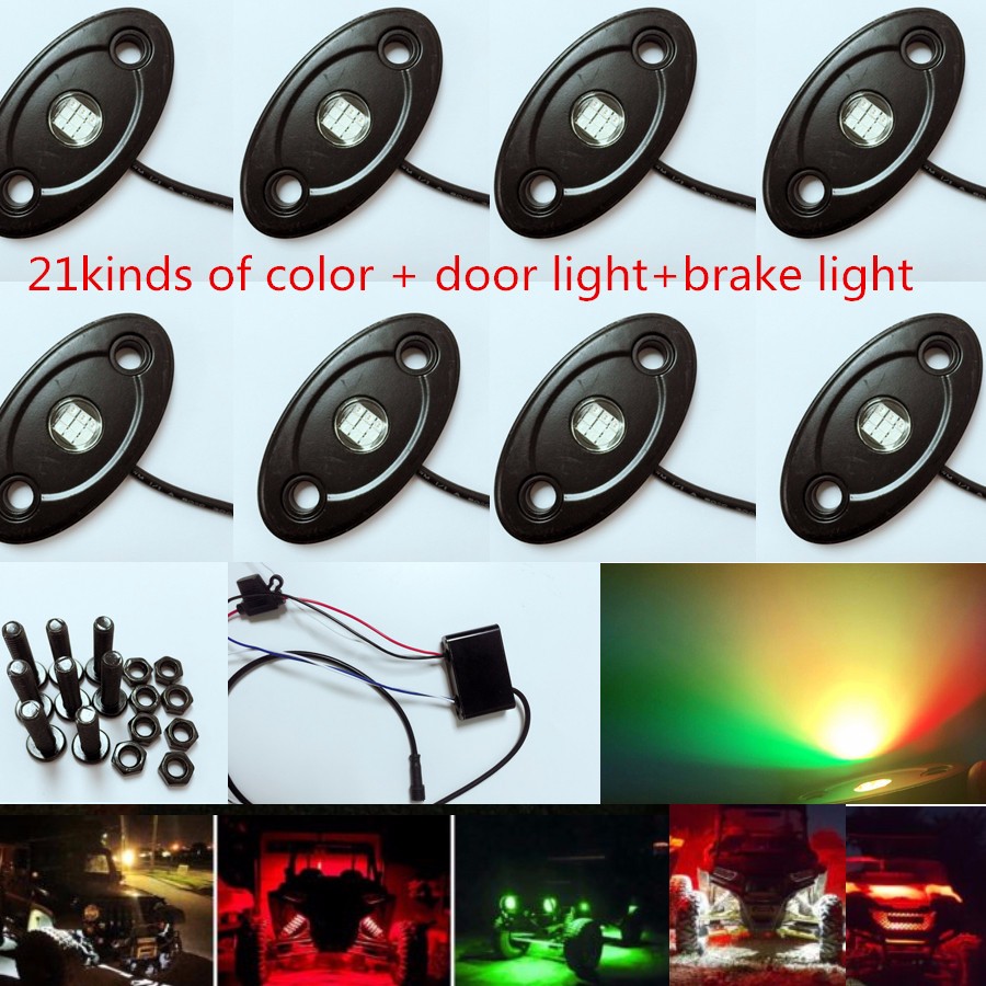 8PC LED RGB rock light with brake funtion and door light _