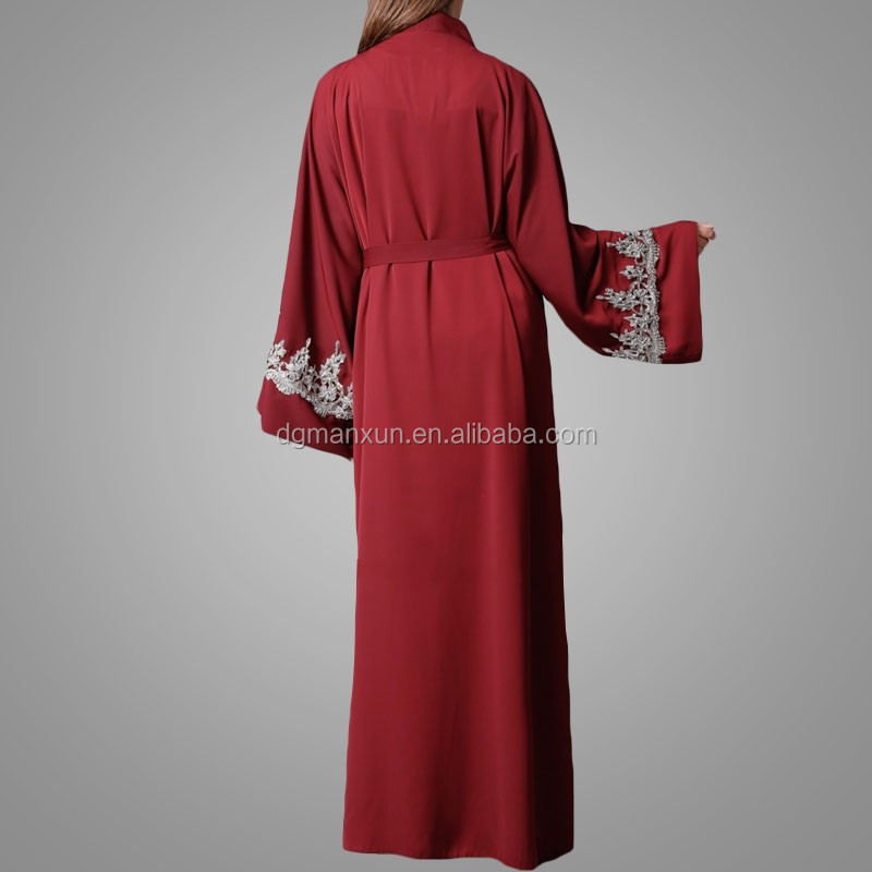 2017 custom embroidered open front abaya latest fashion red dubai kimono dress