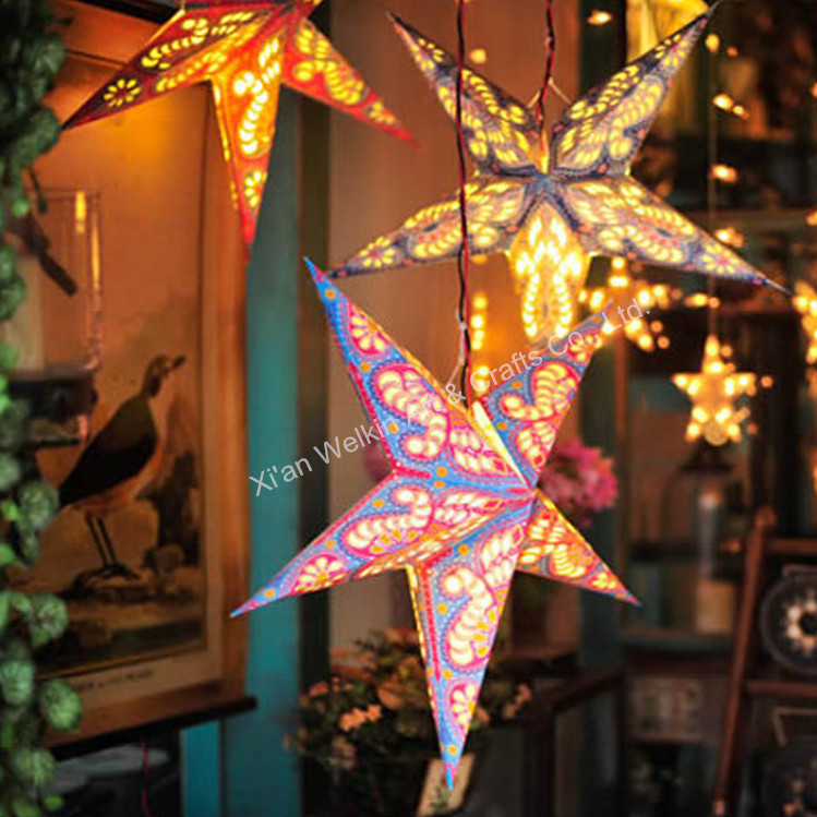 Hanging Paper Christmas Star With Light Buy Paper Christmas Star