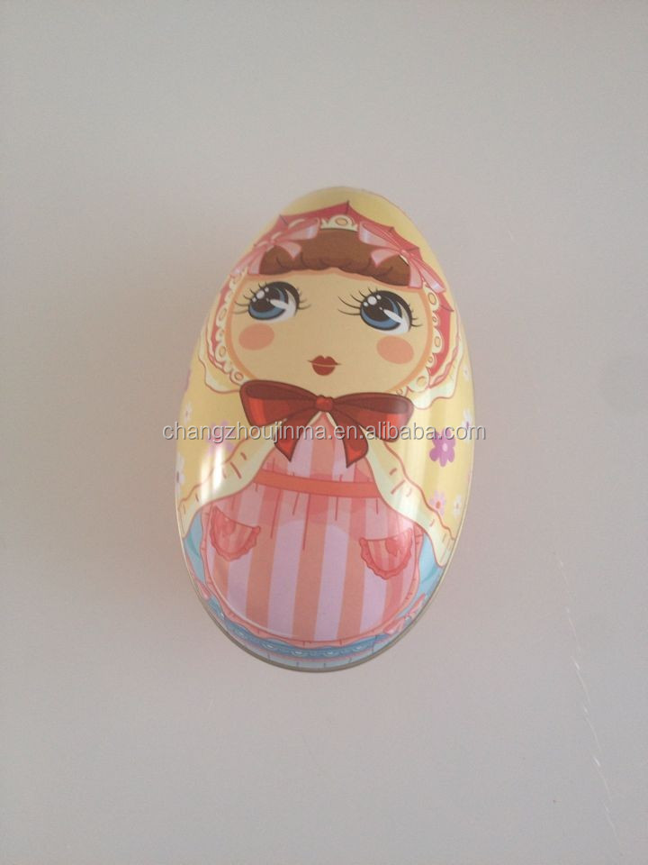 Egg shape tin box(egg tin can) for decorative promotional items metal