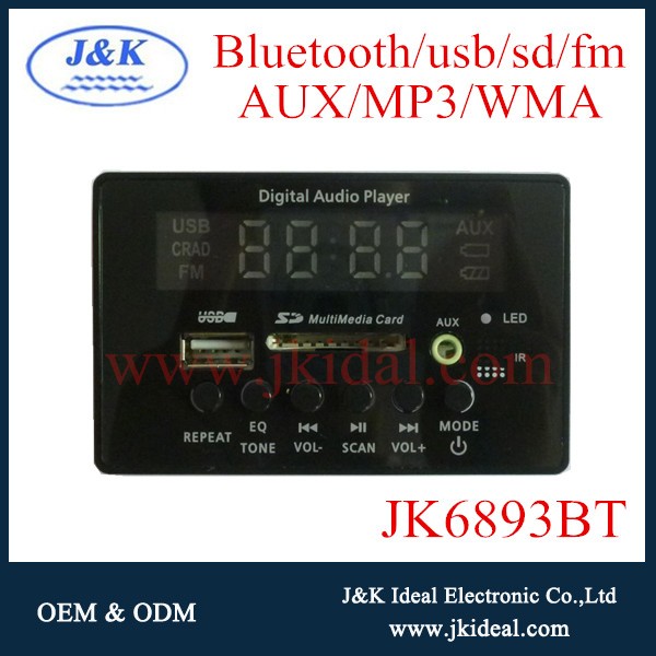 High quality fm usb bluetooth mp3 player circuit ir remote control