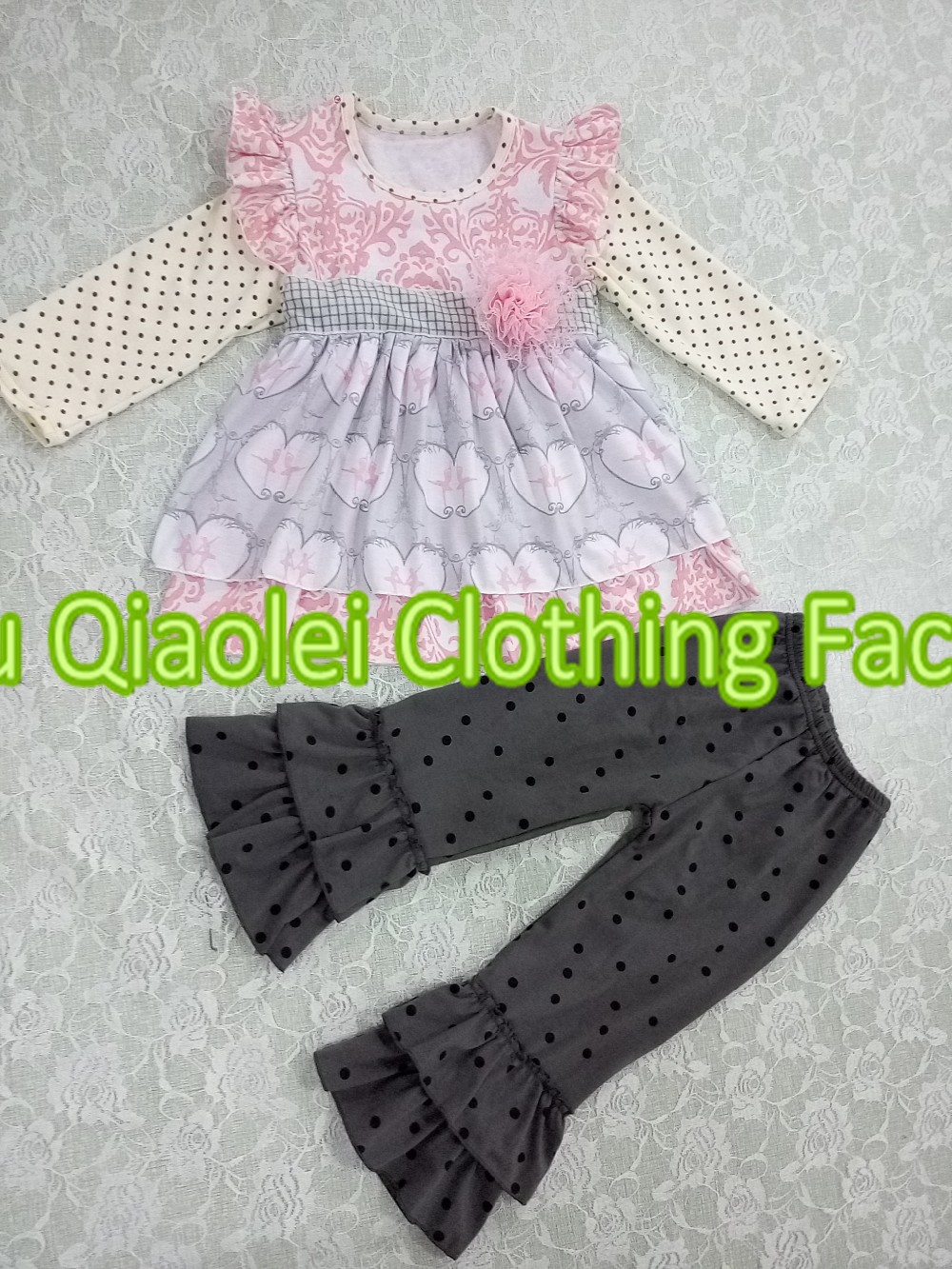 ヴィンテージドレス服ベビー女の子フリル袖フォックスチュニックトップ付きフリルパンツセット仕入れ・メーカー・工場