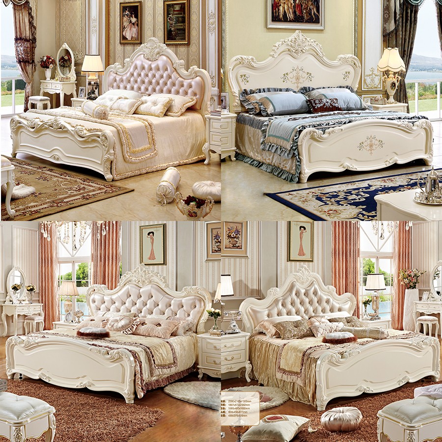 Antieke rococo slaapkamer meubelen koning frans hout bed set ...
