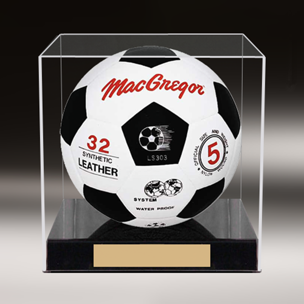 Wholesale Premium Clear Plexiglass Soccer Ball Display Case With Riser