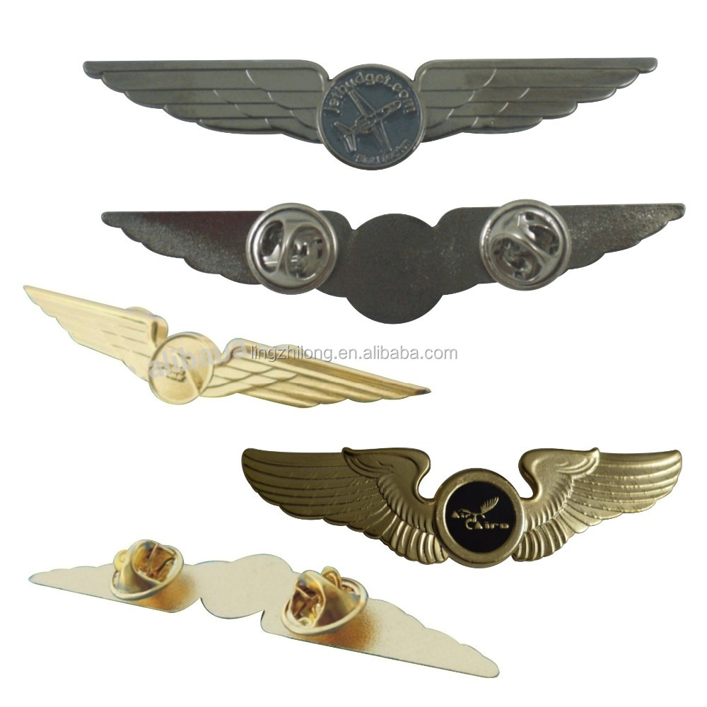 Aviation Style Wings Lapel Pins Custom Airline Pilot Badges For