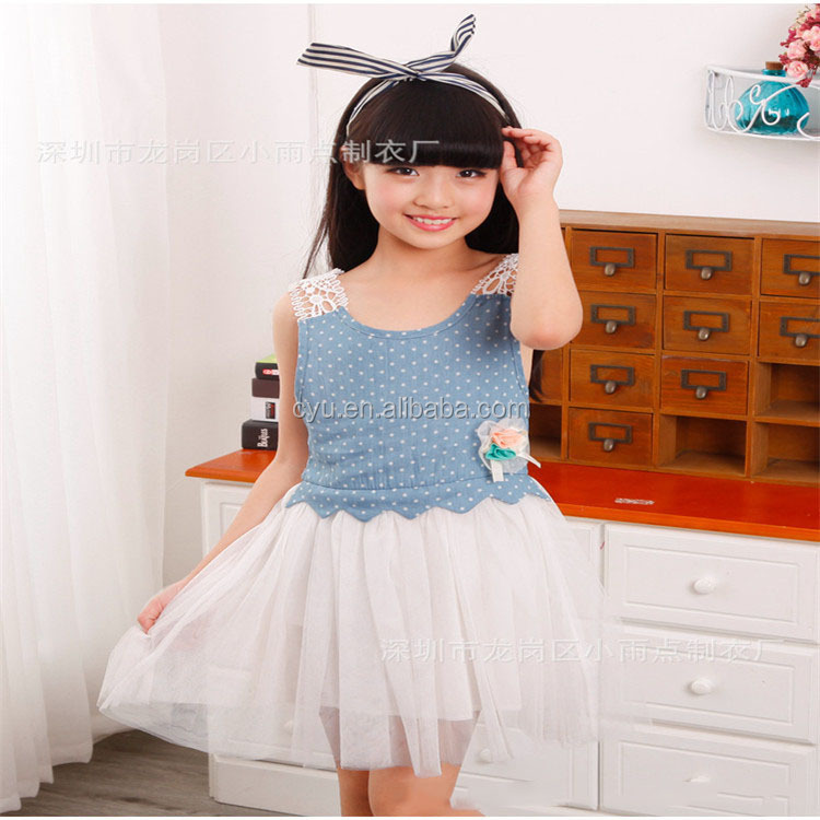 最新の子供服のデザイン子供用のジーンズスカート小さな女の子のための白で赤ちゃんの子のドレス仕入れ・メーカー・工場