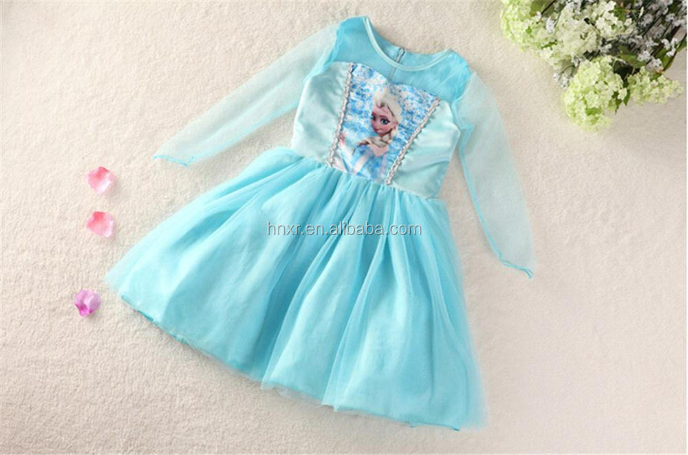 の子供ブティックの服卸売2014年夏の子供服のドレスの少女エルザ冷凍dressfrozen衣類問屋・仕入れ・卸・卸売り