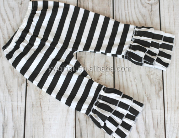 BLACK STRIPE Ruffle pants capris Boutique ruffle leggings Baby Toddler Little Girl Ruffle Bottoms.jpg