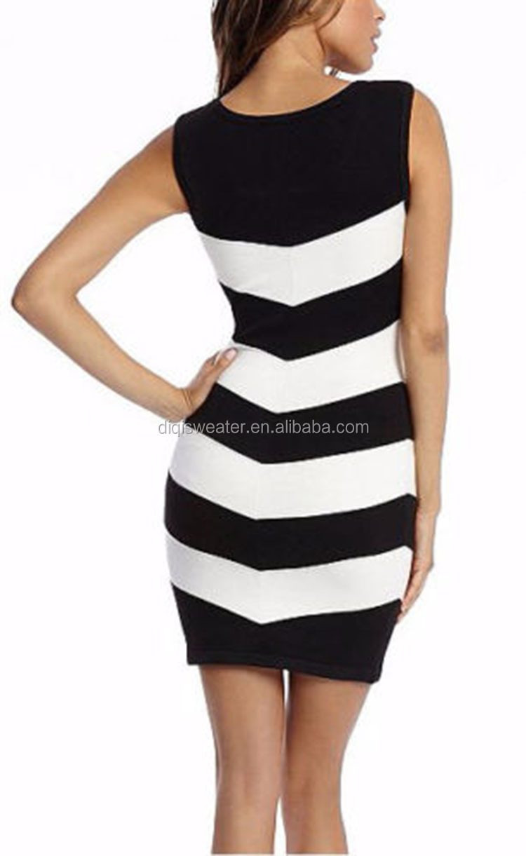 高品質の黒と白のドレス、 bodyconセクシーなカクテルドレス、 女性のためのドレス仕入れ・メーカー・工場