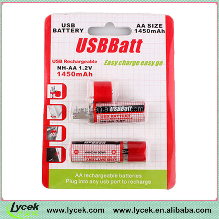 1.2V 1450mAh rechargeable usb battery for wireless mouse