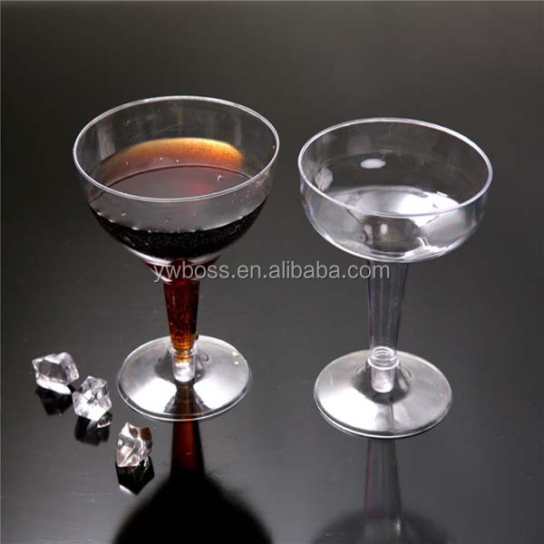 Transparent clear and colored disposable plastic champagne glass biodegradable