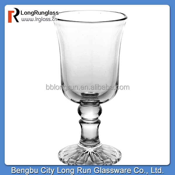 LongRun unique design hotsale red wine glass cup machine pressed beautiful flower glass goblet
