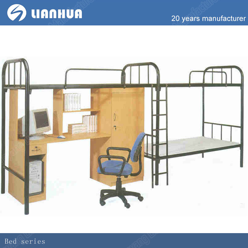 学生二段ベッドで研究テーブル金属の二段ベッド付きデスク仕入れ・メーカー・工場