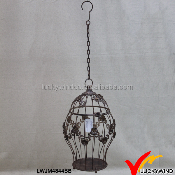 Ceiling Hang Floral Encircled Decorative Rustic Iron Wire Bird Cage Buy Iron Wire Bird Cage Decorative Bird Cages Product On Alibaba Com