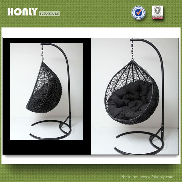 Egg swing chair with cushions wicker outdoor hanging chair