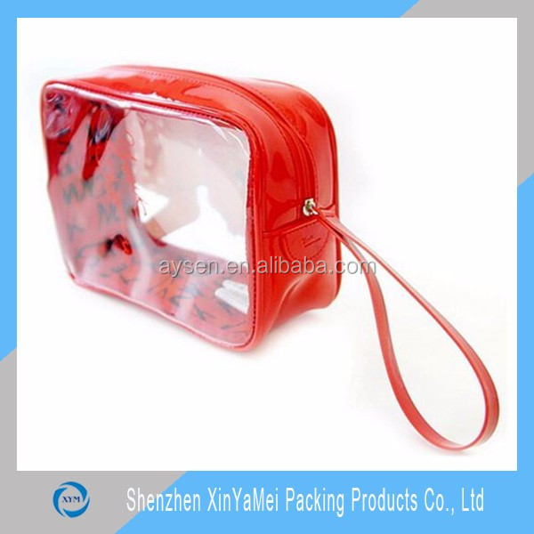 Wholesale clear plastic PVC fashion travel cosmetic zipper bag