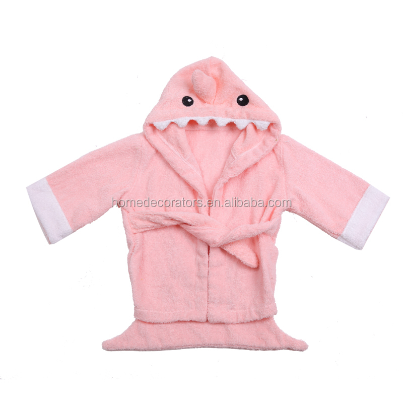 かわいい赤ちゃんのお風呂ローブピンク子供バスローブサメのバスローブ仕入れ・メーカー・工場