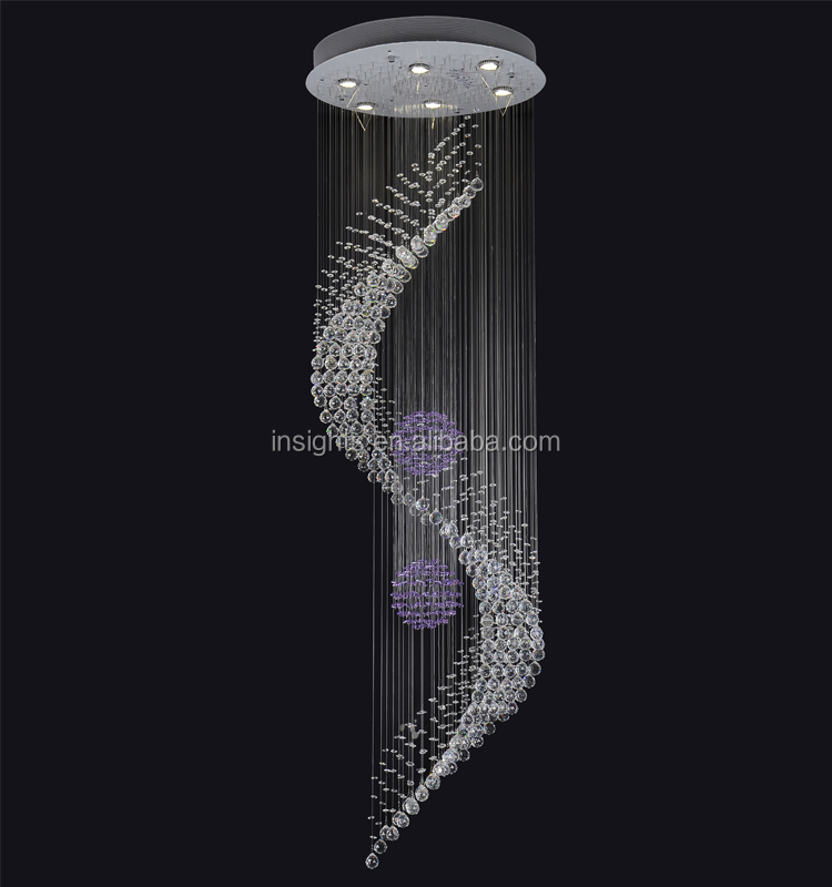 Clásico claro cristal lampara colgante para espiral escalera ...