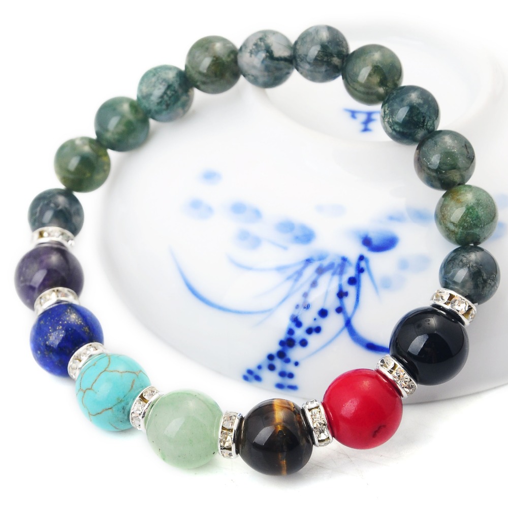 In het water levende natuurlijke agaat armband 8mm ronde kralen ...