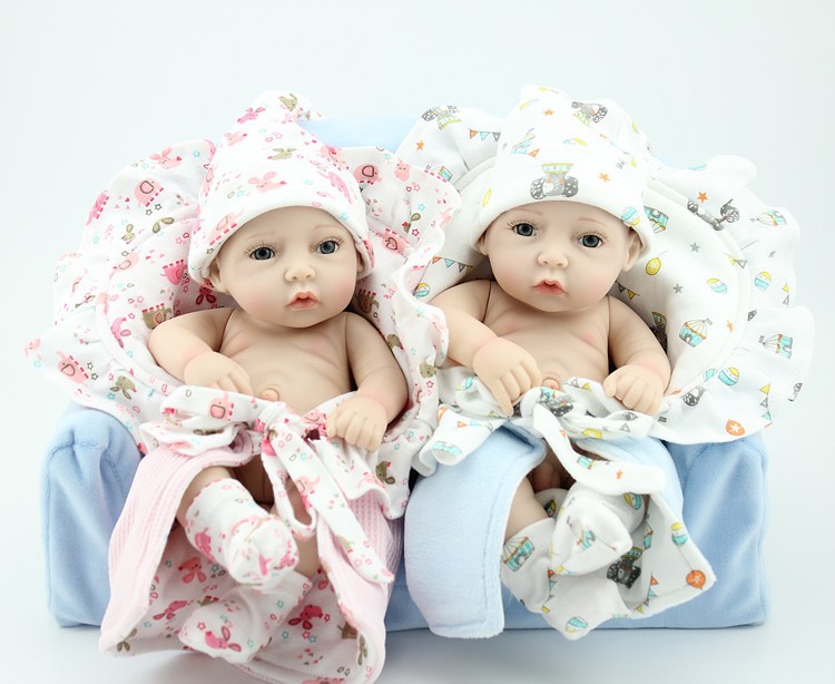 Wholesale Mini 11 Inch Full Vinyl Reborn Baby Doll Twins Doll