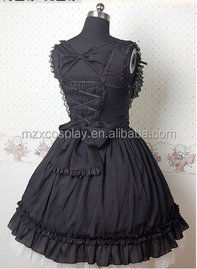 熱い販売の黒ロリータドレス弓ファルバラ綿ハロウィンパーティの衣装クリスマス美しさのためのロングドレス問屋・仕入れ・卸・卸売り