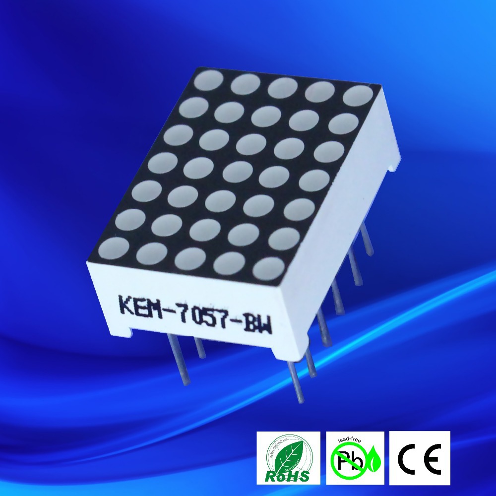 1.9mm dot size 12.7x17.8mm red green blue led 5x7 dot matrix display
