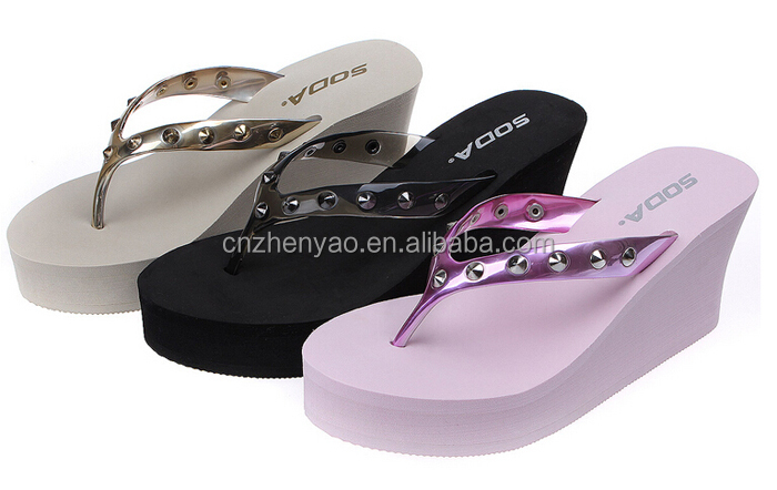 2015 china wedding flip flops wholesale wedge heel slippers for women