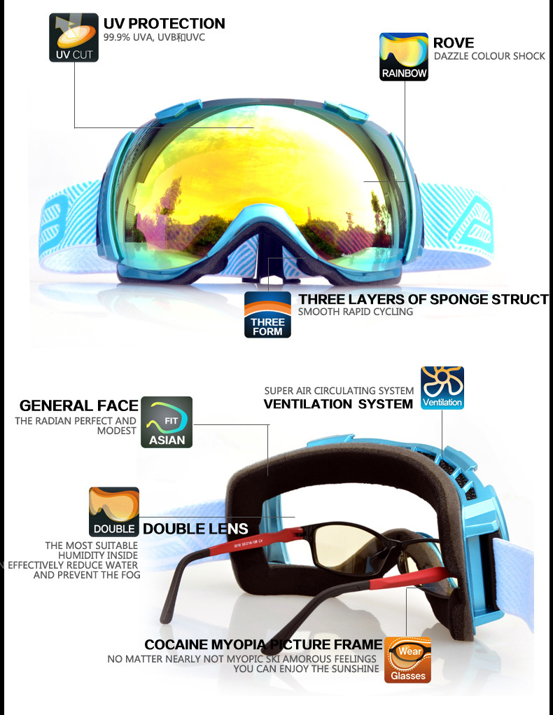 高品質のスキーゴーグルと抗- 霧と二重レンズ仕入れ・メーカー・工場