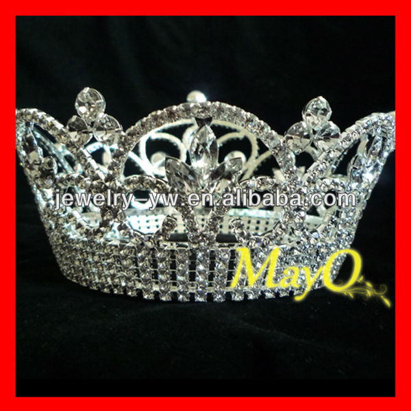 Beauty Rhinestone Queen Pageant Crown For Sale,Full Crystal Round Crown