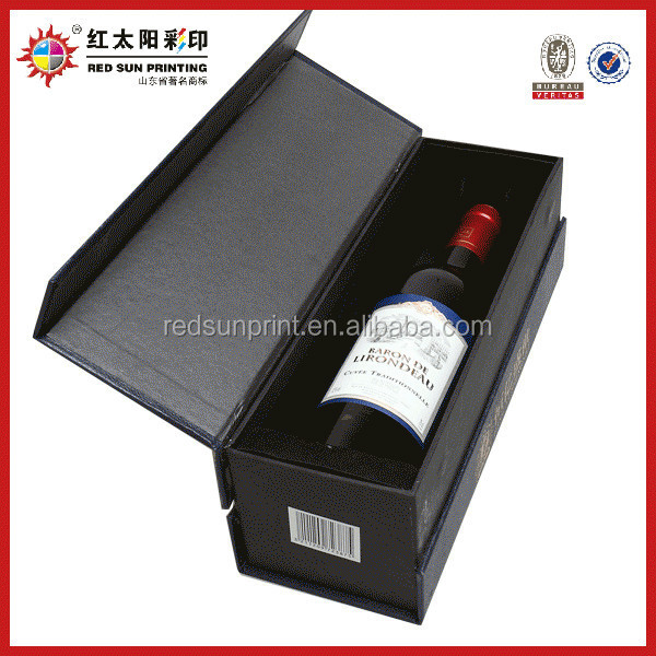 Handmade custom red wine paper box with hot stamping