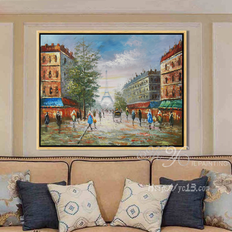 Calle de parÃs paisaje pintado a mano de pintura de pared cuadros ... Cuadros para pinturas