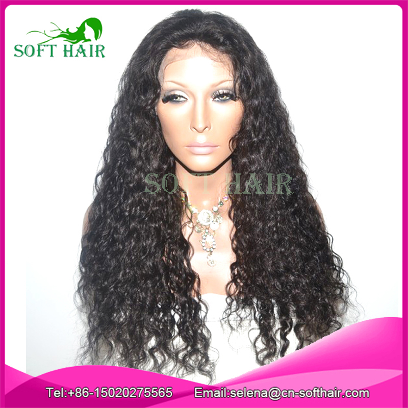 卸売柔らかいヘアケア製品安い最高の品質グレード6a茶色色深い波100％のインドの処女remy人間の毛髪の完全なレースのかつら問屋・仕入れ・卸・卸売り