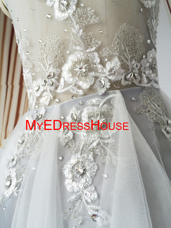人気のあるmyedresshousemd15052015によってボートネックアップリケボディスチュール薄いドレスセクシーな膝丈のカクテルドレス仕入れ・メーカー・工場