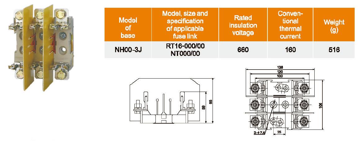 キャビネットの内部装置は/ヒューズベース/ヒューズホルダ/low電圧ヒューズベース/nhシリーズ/nh00-3j問屋・仕入れ・卸・卸売り
