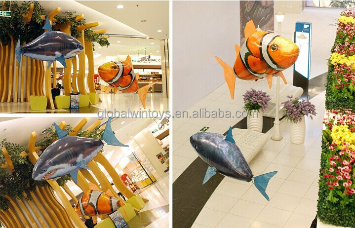 おもちゃ電動の魚! インフレータブルフライング魚の価格2チャンネルリモートコントロールおもちゃのサメrc魚フライング問屋・仕入れ・卸・卸売り