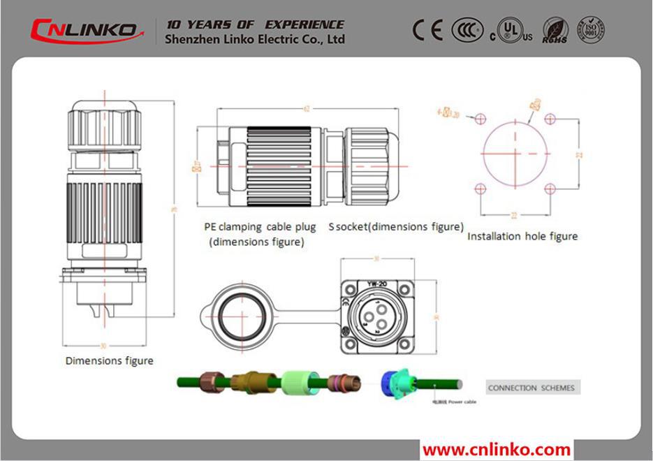 cnl<em></em>inko2を製造用ip67電源ピンのコネクタ防水仕入れ・メーカー・工場