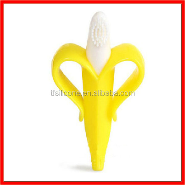 2014年teethers、 バナナの形のシリコン赤ちゃんの歯ブラシ、 子供シリコン歯ブラシ問屋・仕入れ・卸・卸売り